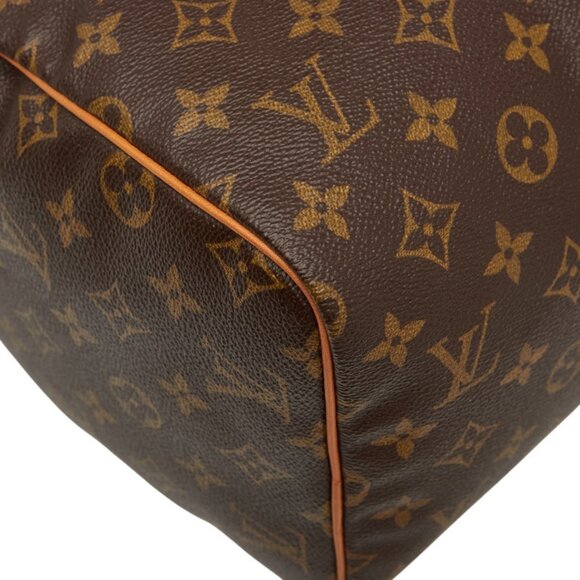 LOUIS VUITTON Authentic Brown Monogram Leather Speedy 30 Boston Bag - Picture 4 of 14